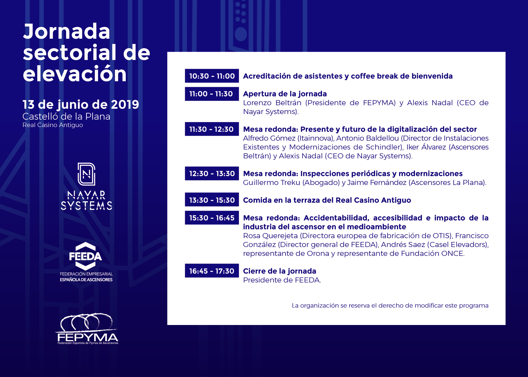 Jornada sectorial de elevación